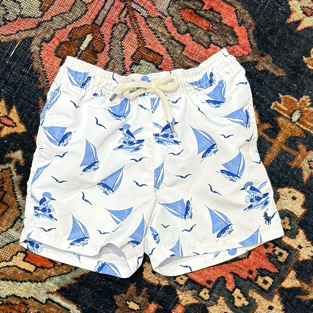 Polo by Ralph Lauren Kids Swim Shorts - White and Blue